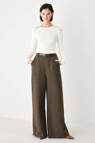 HERITAGE CHARM BELTED WIDE LEG PANTS