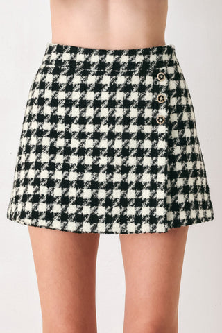 PARIS HOUNDSTOOTH BLACK/WHITE SKORT