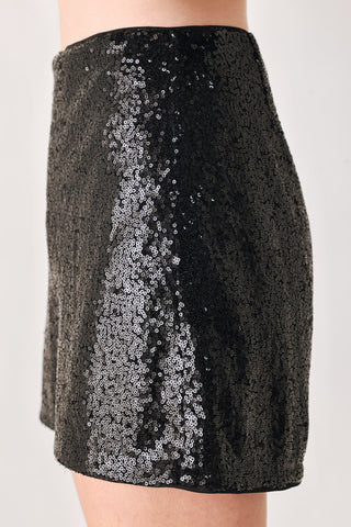 MIDNIGHT DISCO BLACK SEQUIN SKORT