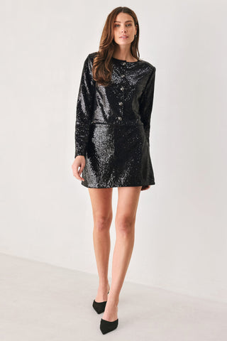 MIDNIGHT DISCO BLACK SEQUIN SKORT