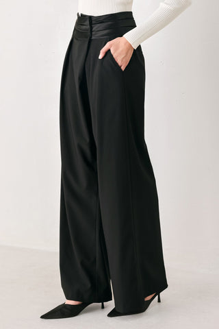 TUX REBEL BLACK HIGH-WAIST BARREL PANTS