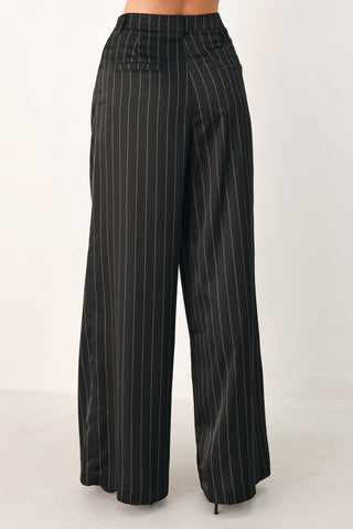 CITY AFTER DARK STRIPED WIDE LEG PANTS