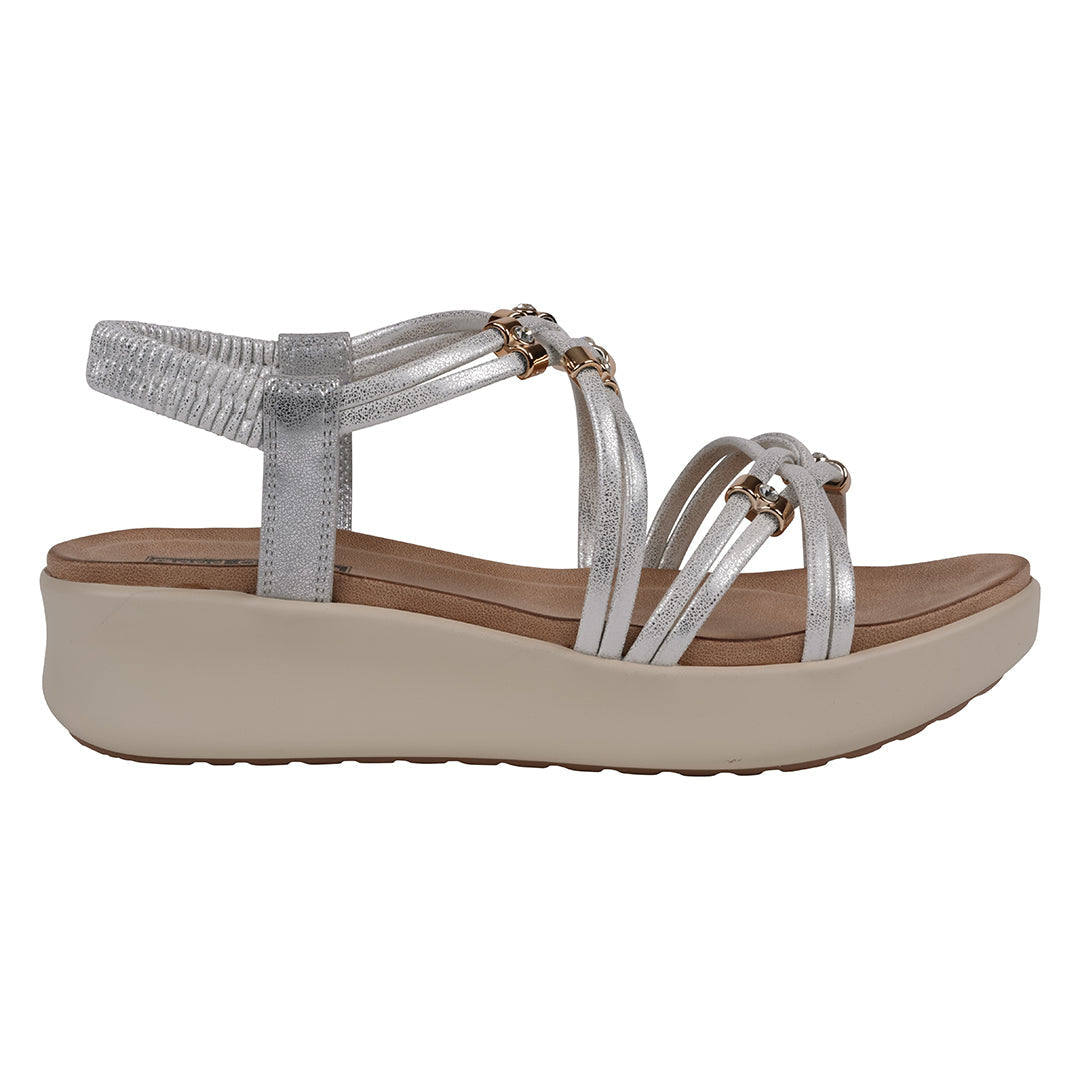 Women's Fran Silver Strappy Wedge Sandals - Glamourous Grace