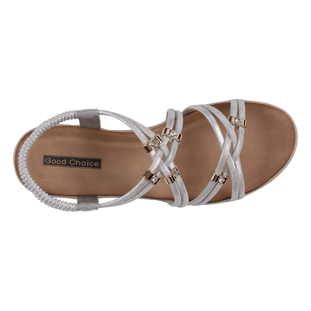 Women's Fran Silver Strappy Wedge Sandals - Glamourous Grace