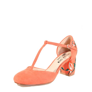Frenchie T-Strap Embroidered Heels - Glamourous Grace