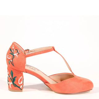 Frenchie T-Strap Embroidered Heels - Glamourous Grace