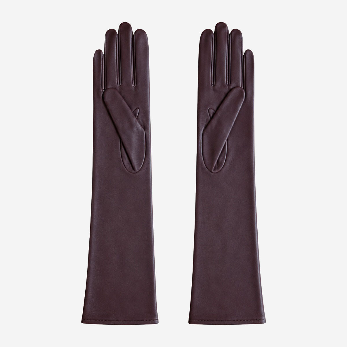 FS01W (brown) - Italian cashmere lined opera length leather gloves - Glamourous Grace