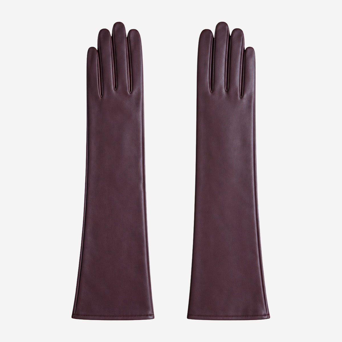 FS01W (brown) - Italian cashmere lined opera length leather gloves - Glamourous Grace