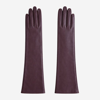 FS01W (brown) - Italian cashmere lined opera length leather gloves - Glamourous Grace