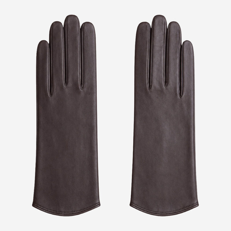 FS02Z (darkbrown) - Women’s unlined Italian lambskin leather gloves - Glamourous Grace