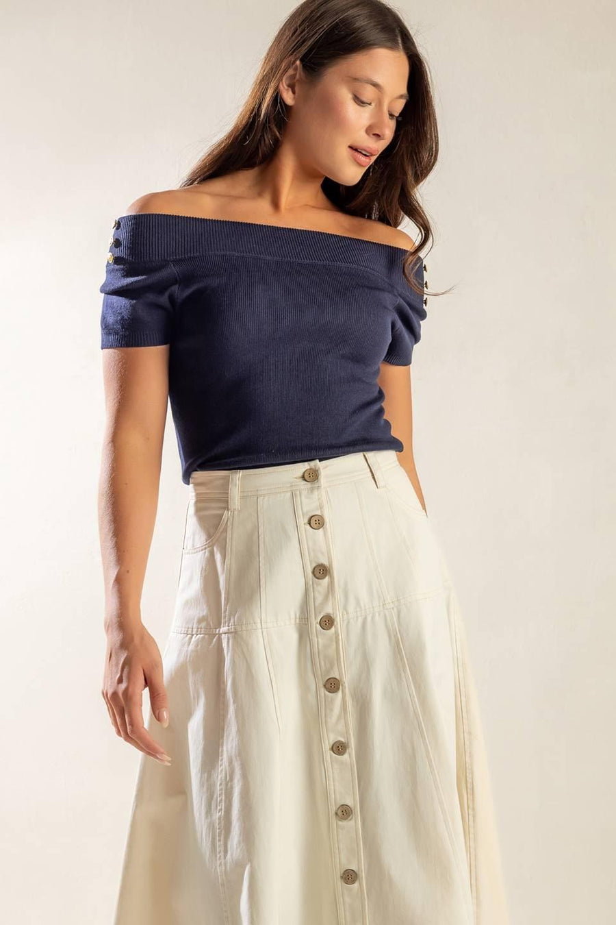TIME FOR TEA OFF SHOULDER SWEATER TOP - Glamourous Grace