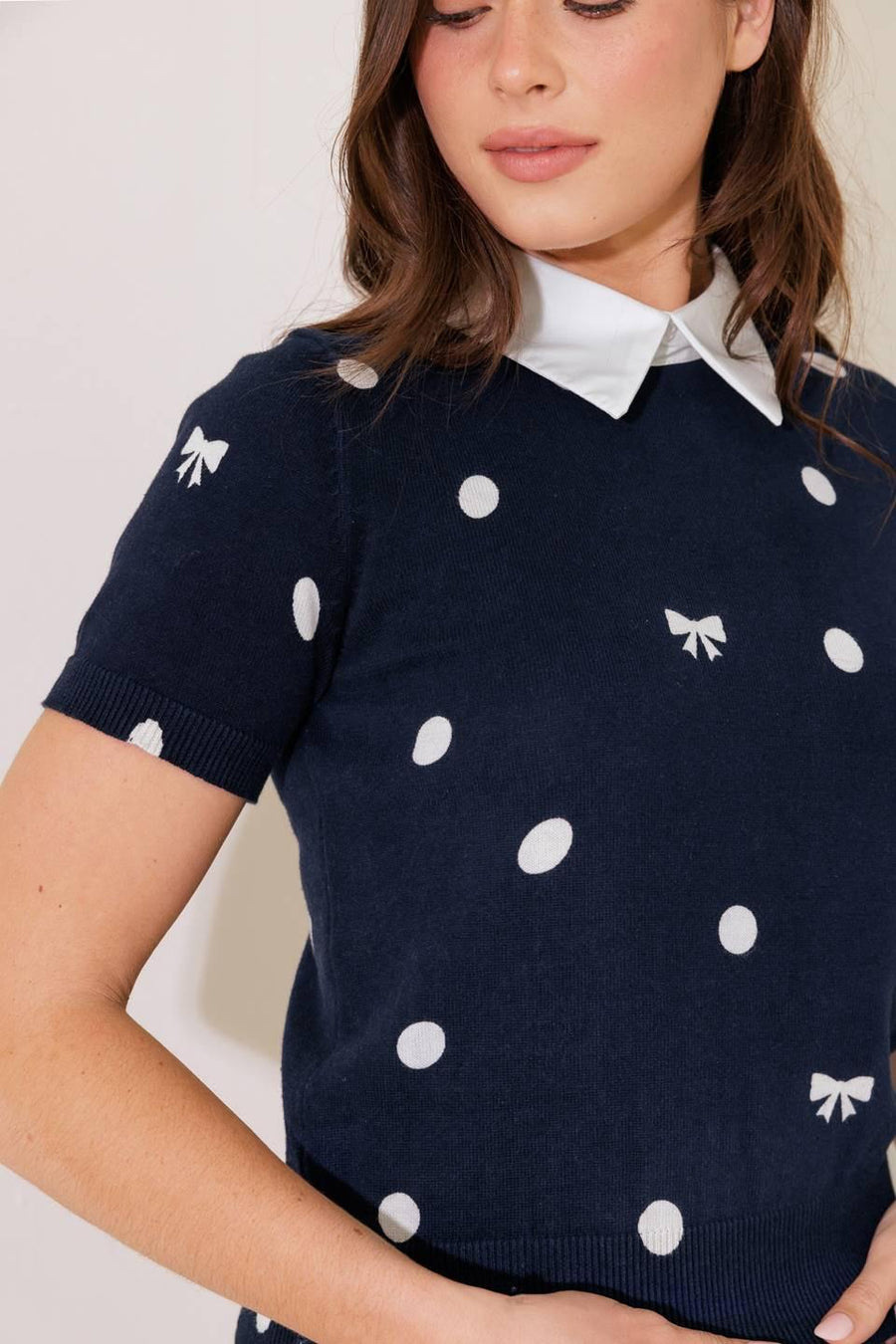 SIDEWALK CAFÉ NAVY SWEATER KNIT TOP - Glamourous Grace