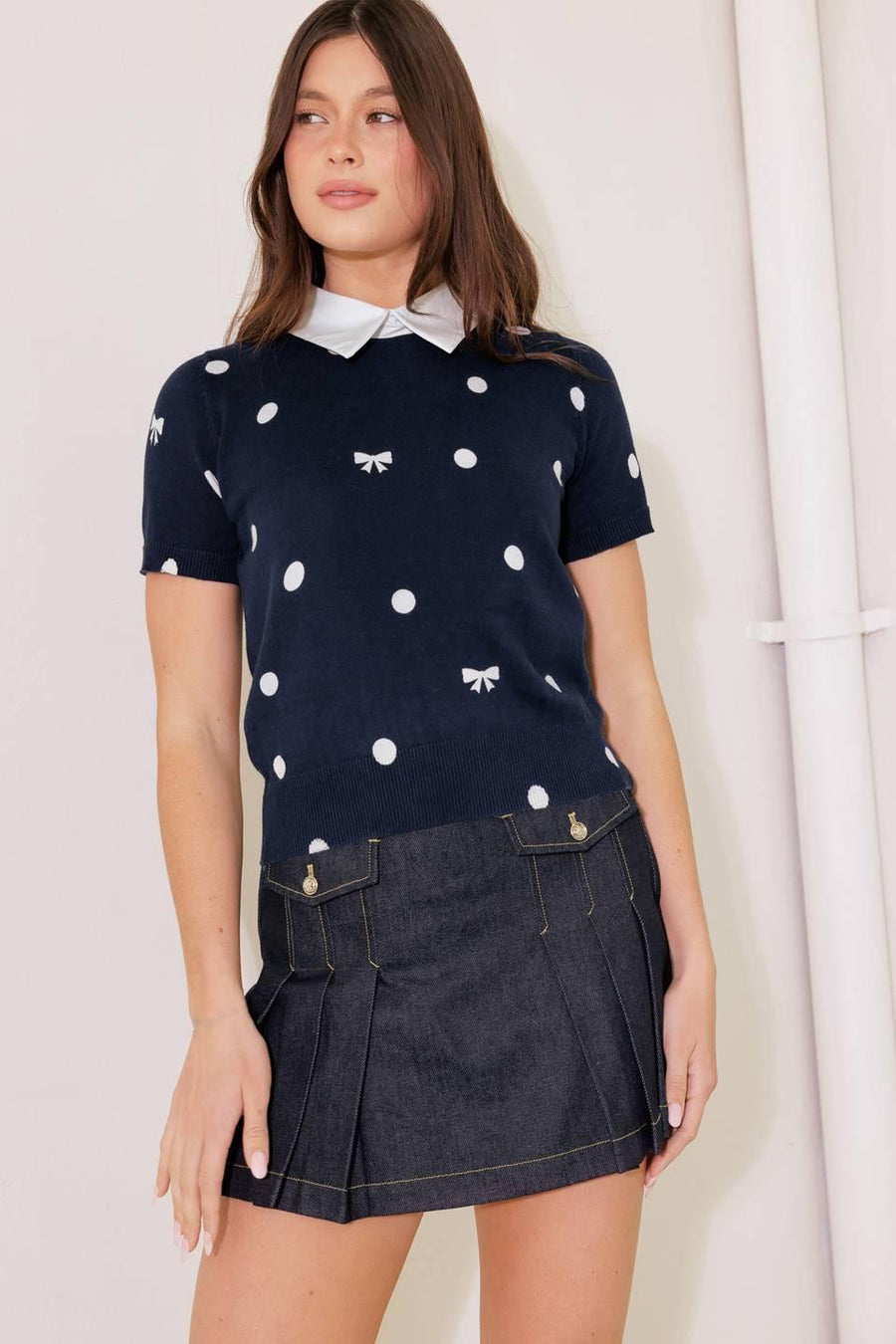 SIDEWALK CAFÉ NAVY SWEATER KNIT TOP - Glamourous Grace