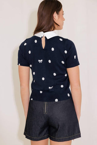 SIDEWALK CAFÉ NAVY SWEATER KNIT TOP - Glamourous Grace