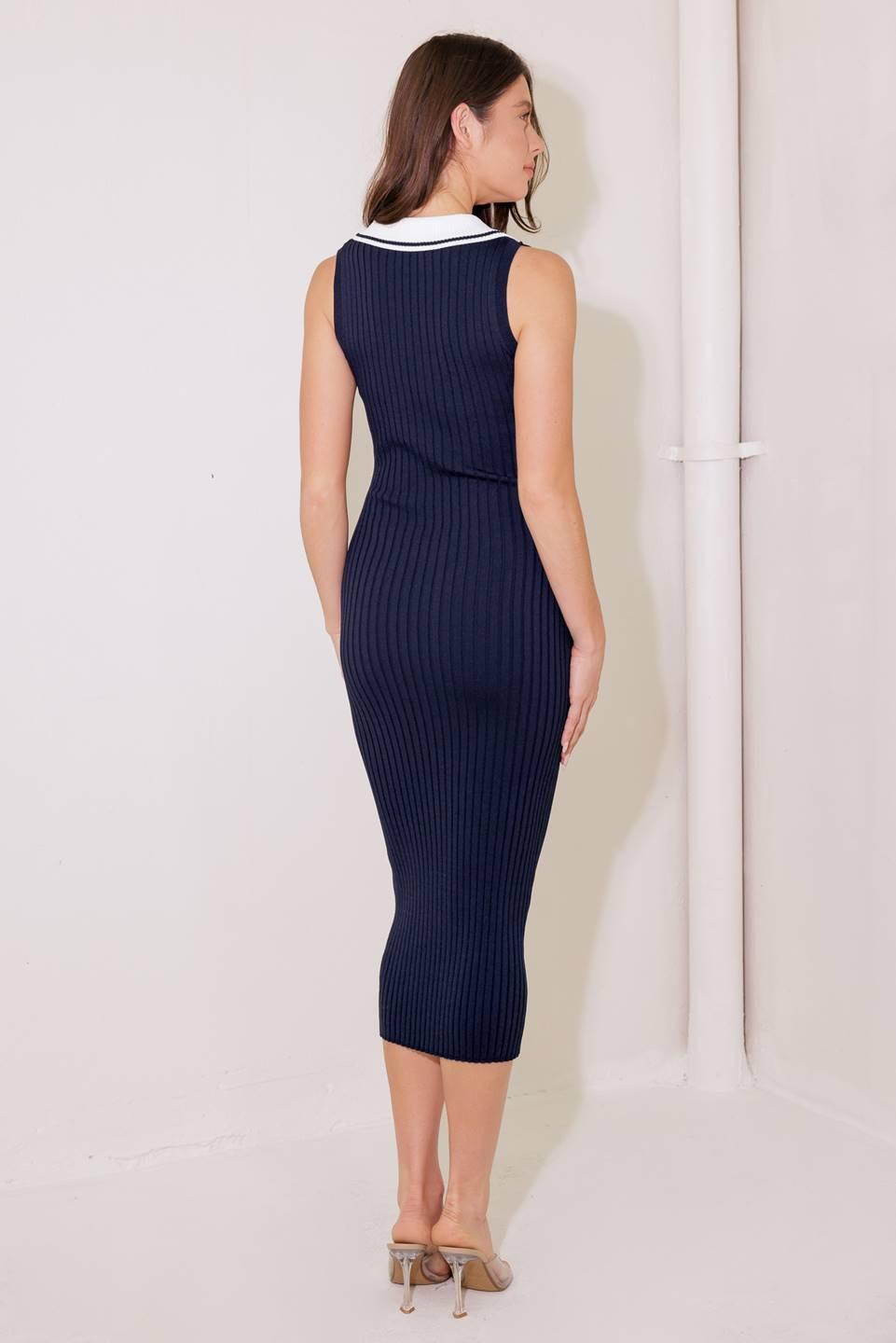 SO MAGNETIC NAVY SWEATER MIDI DRESS - Glamourous Grace