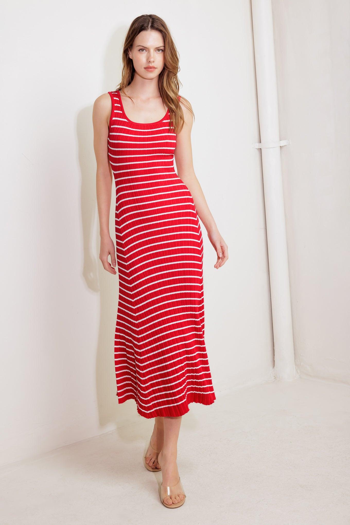 SOFT SIDE OF RED KNIT MIDI DRESS - Glamourous Grace