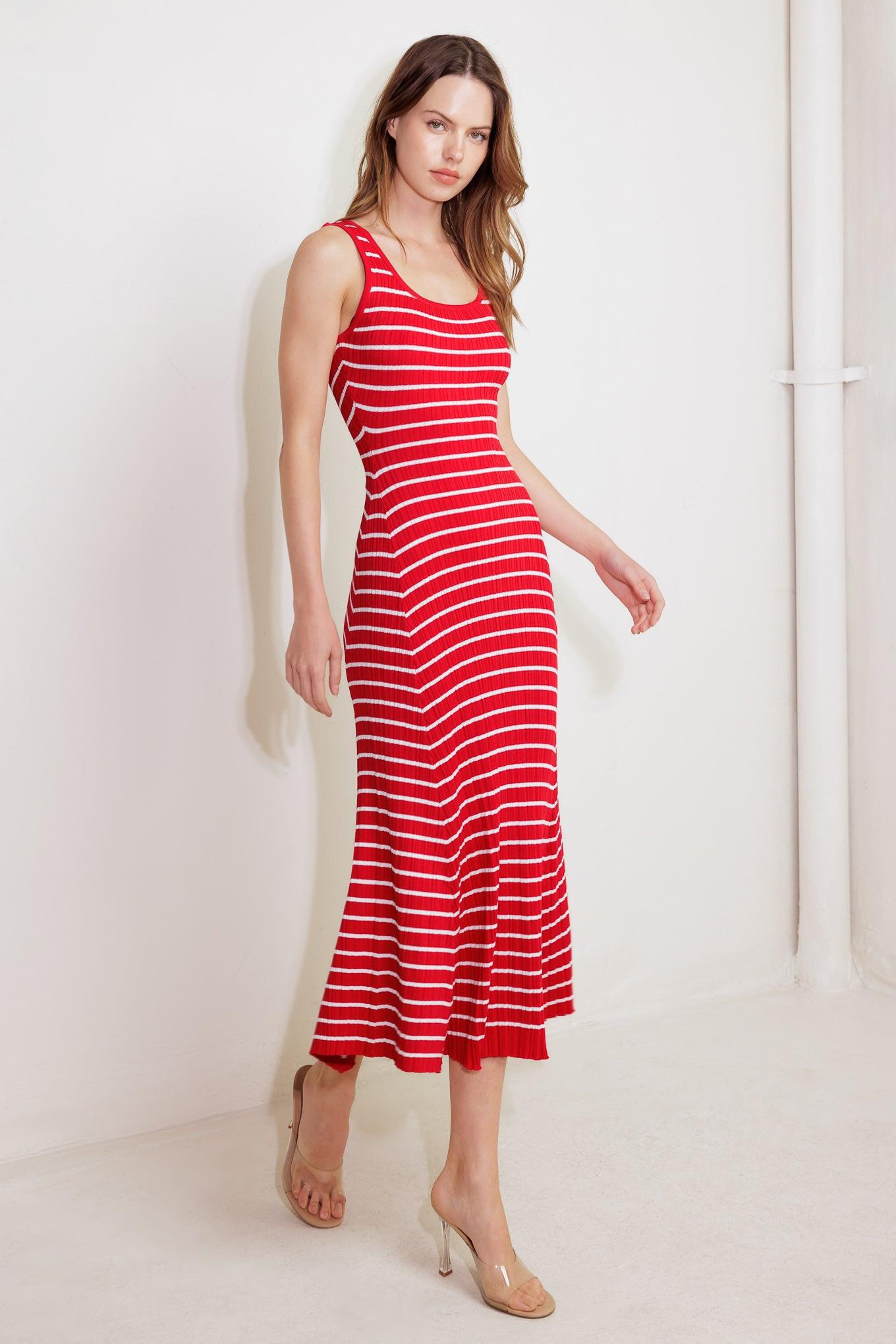 SOFT SIDE OF RED KNIT MIDI DRESS - Glamourous Grace