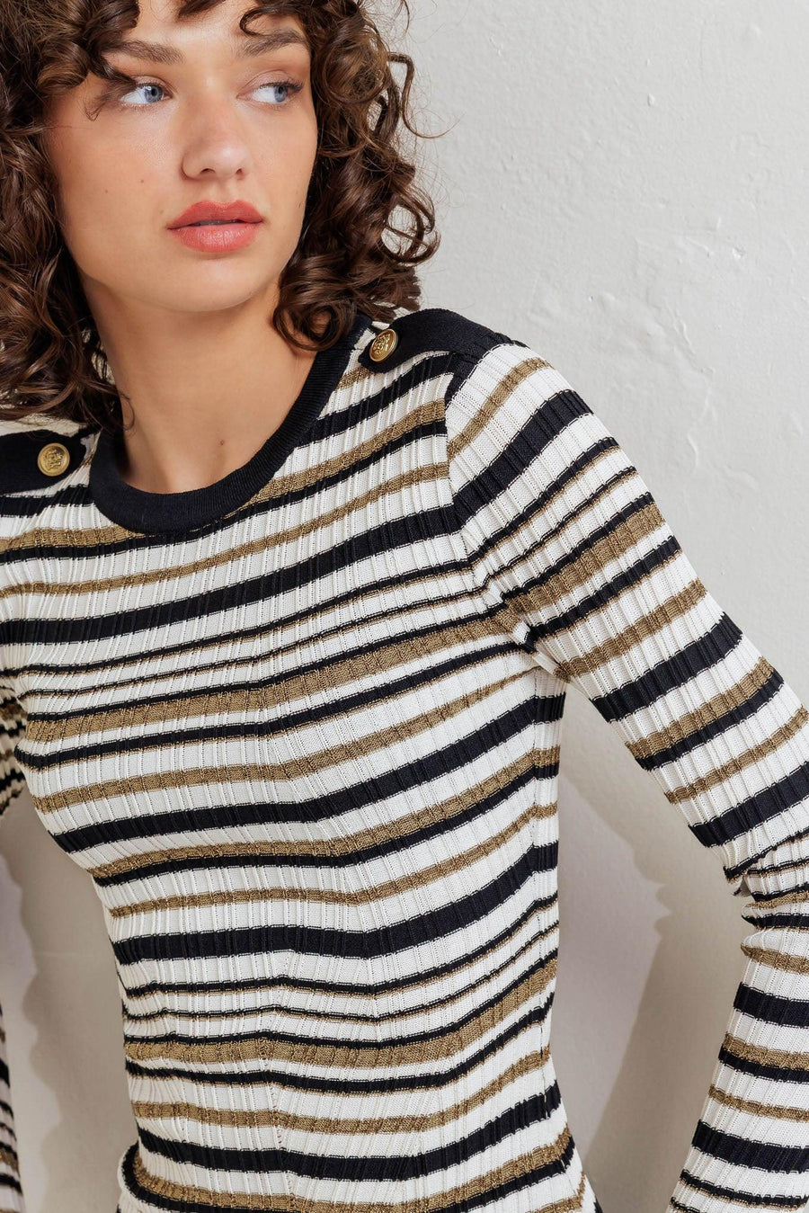 SWEET STRIPE MUSE SWEATER KNIT TOP - Glamourous Grace