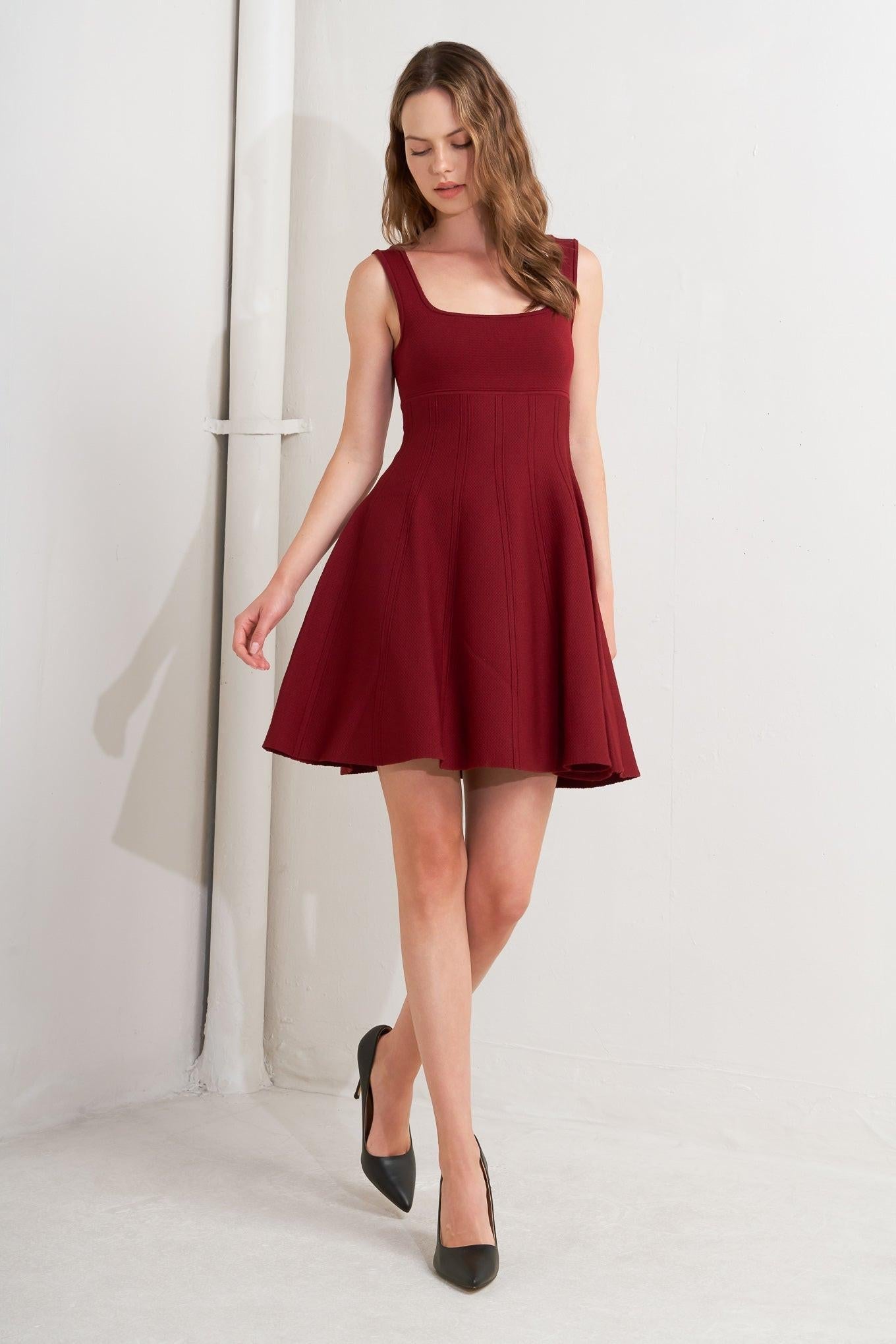 SKATER IN WINE SWEATER MINI DRESS - Glamourous Grace