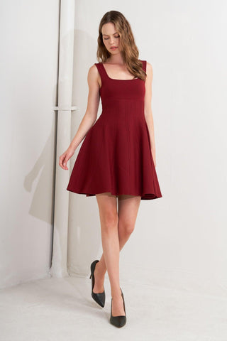 SKATER IN WINE SWEATER MINI DRESS - Glamourous Grace