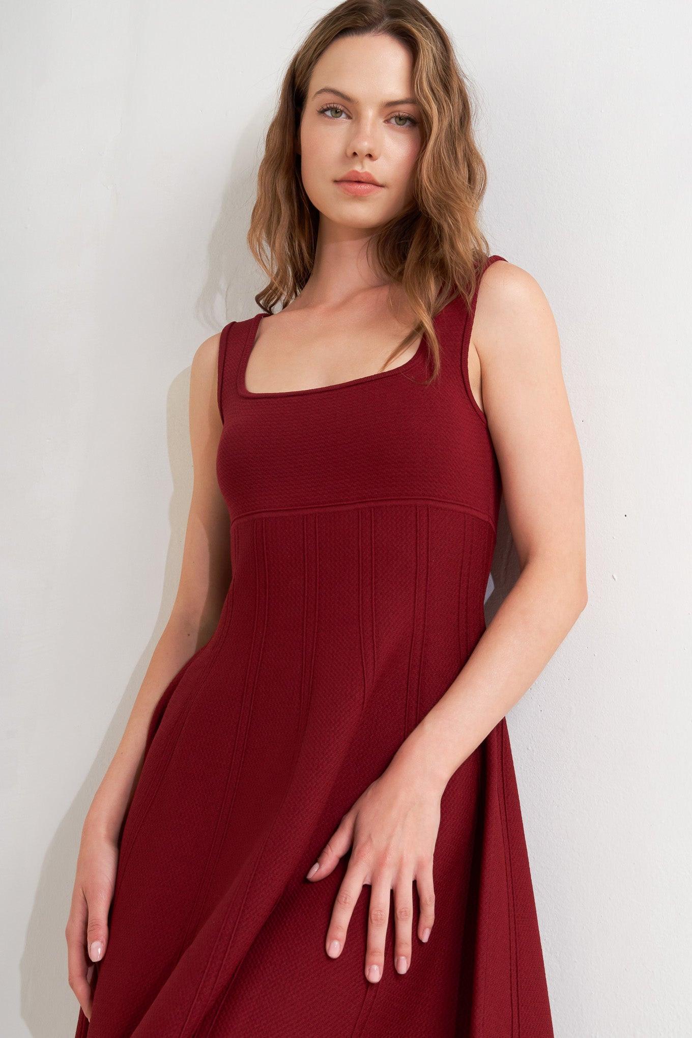SKATER IN WINE SWEATER MINI DRESS - Glamourous Grace