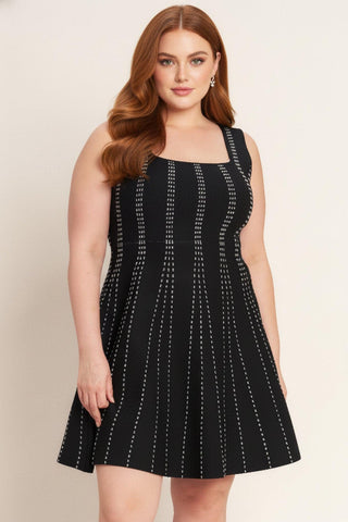 SUGAR STRIPE JACQUARD SWEATER MINI DRESS - Glamourous Grace