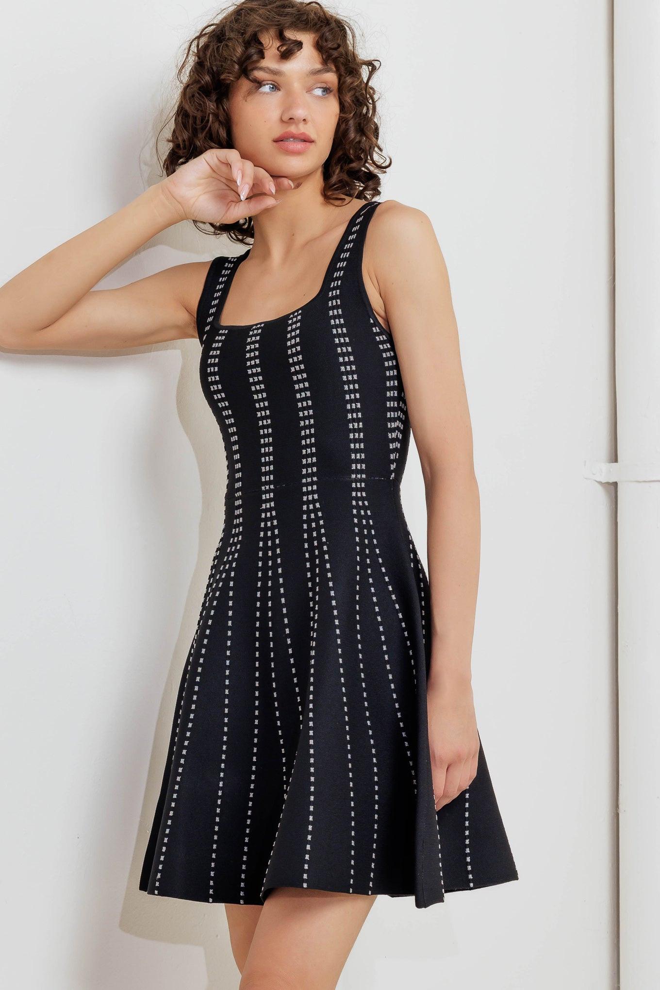 SUGAR STRIPE JACQUARD SWEATER MINI DRESS - Glamourous Grace