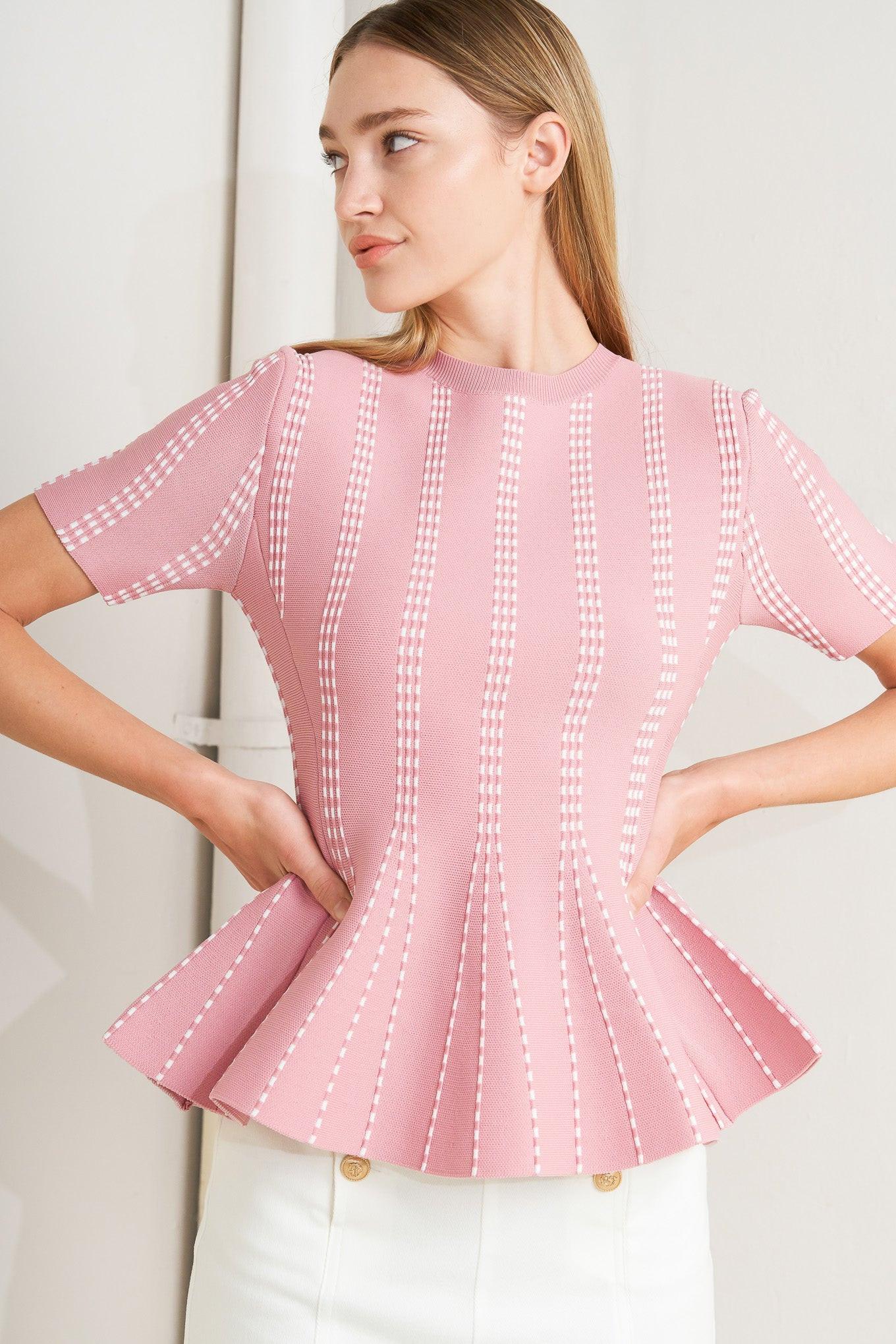 EVENING RUSTLE JACQUARD SWEATER TOP - Glamourous Grace