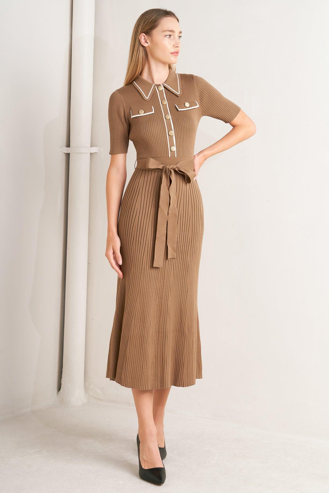 PARISIAN INSPIRED STYLE SWEATER KNIT MIDI DRESS - Glamourous Grace
