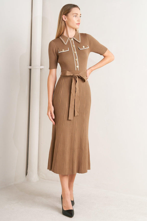 PARISIAN INSPIRED STYLE SWEATER KNIT MIDI DRESS - Glamourous Grace