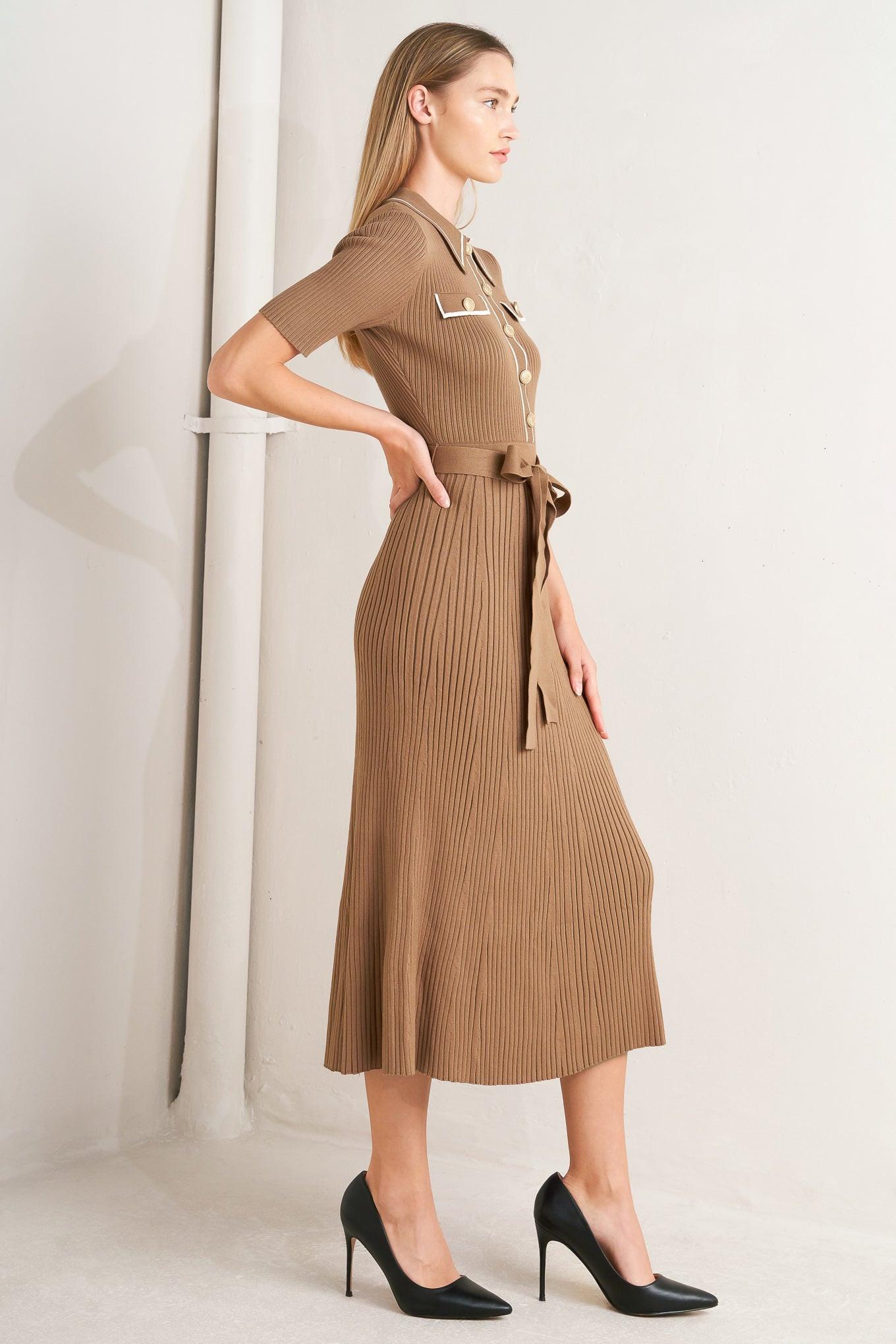 PARISIAN INSPIRED STYLE SWEATER KNIT MIDI DRESS - Glamourous Grace