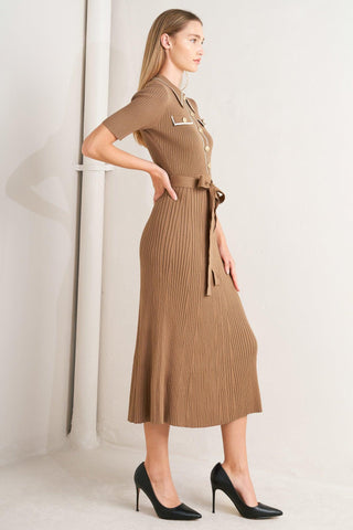 PARISIAN INSPIRED STYLE SWEATER KNIT MIDI DRESS - Glamourous Grace