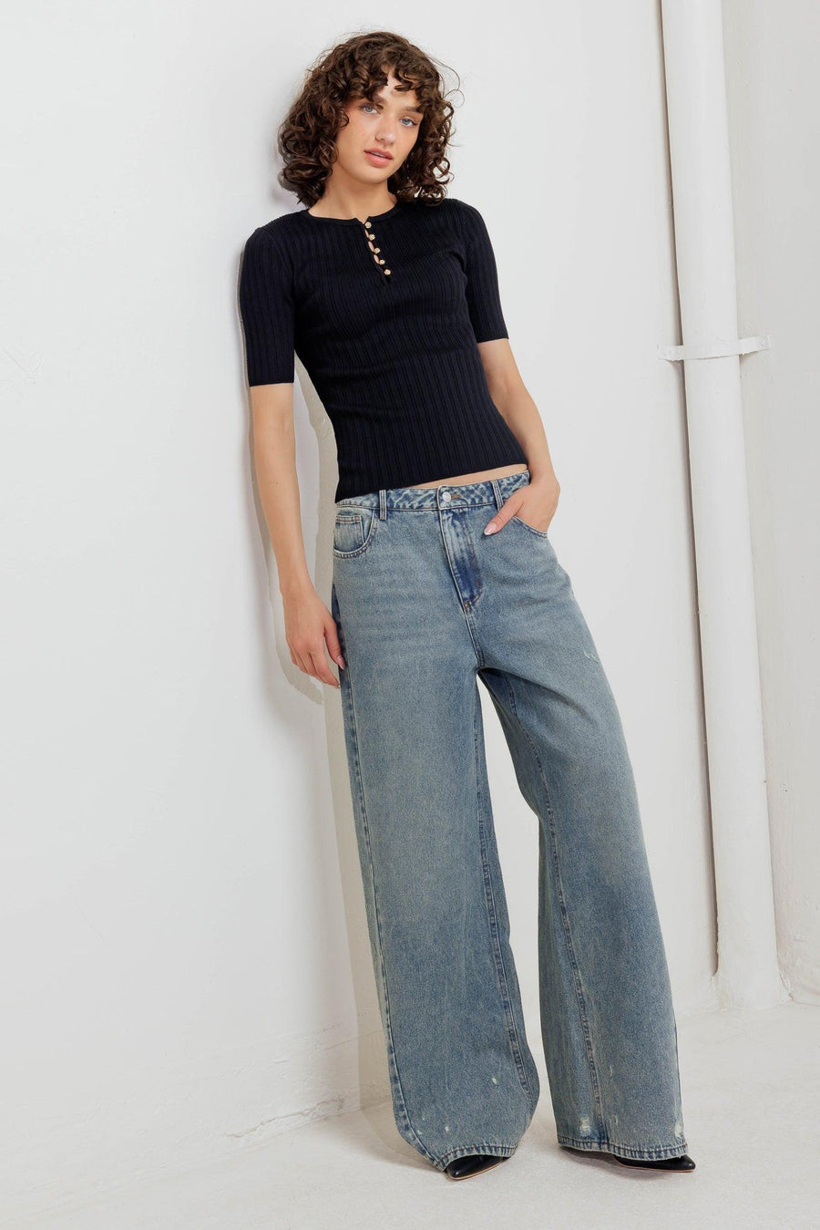 MODERN CURL SWEATER KNIT TOP - Glamourous Grace