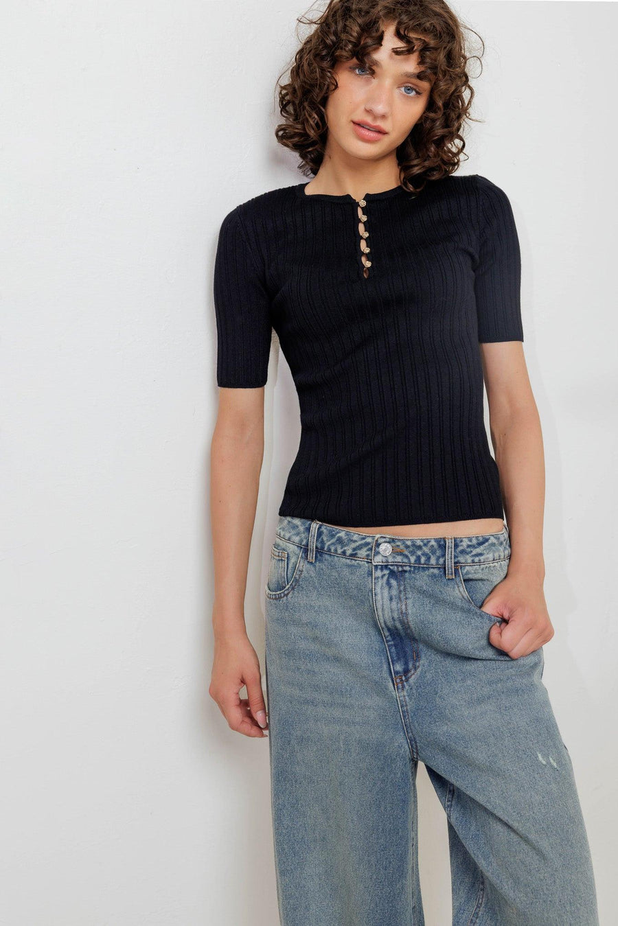 MODERN CURL SWEATER KNIT TOP - Glamourous Grace
