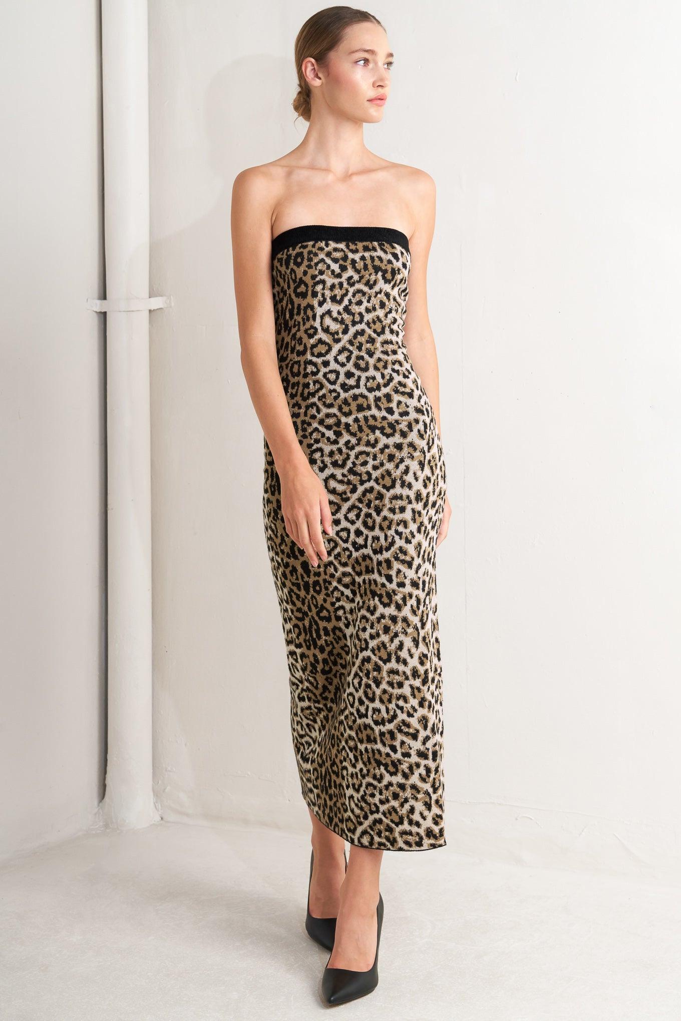 WILD ROMANCE LEOPARD KNIT MIDI DRESS - Glamourous Grace