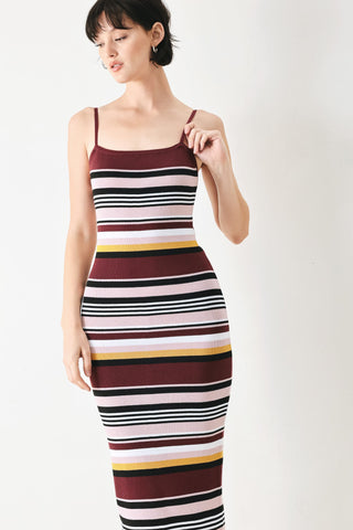 MIDNIGHT STRIPE SWEATER KNIT MIDI DRESS - Glamourous Grace