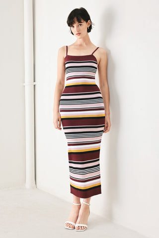 MIDNIGHT STRIPE SWEATER KNIT MIDI DRESS - Glamourous Grace
