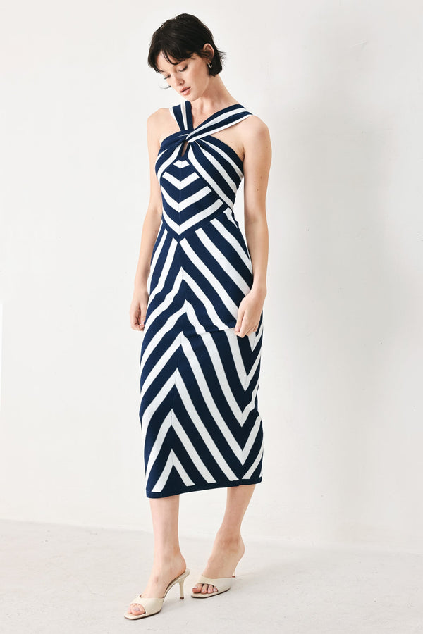 DEEP BLUE LOVE SWEATER KNIT MIDI DRESS - Glamourous Grace