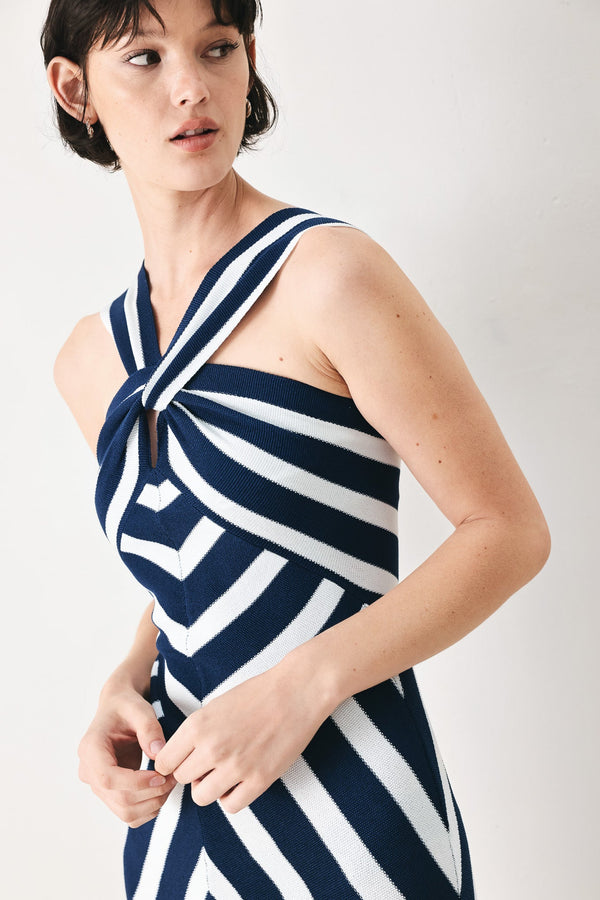 DEEP BLUE LOVE SWEATER KNIT MIDI DRESS - Glamourous Grace