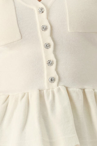 FROSTED CREAM POCKET-DETAIL SWEATER TOP