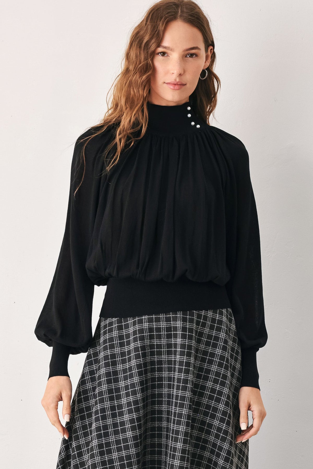 MACADAMIA DRAPED SWEATER KNIT TOP - Glamourous Grace