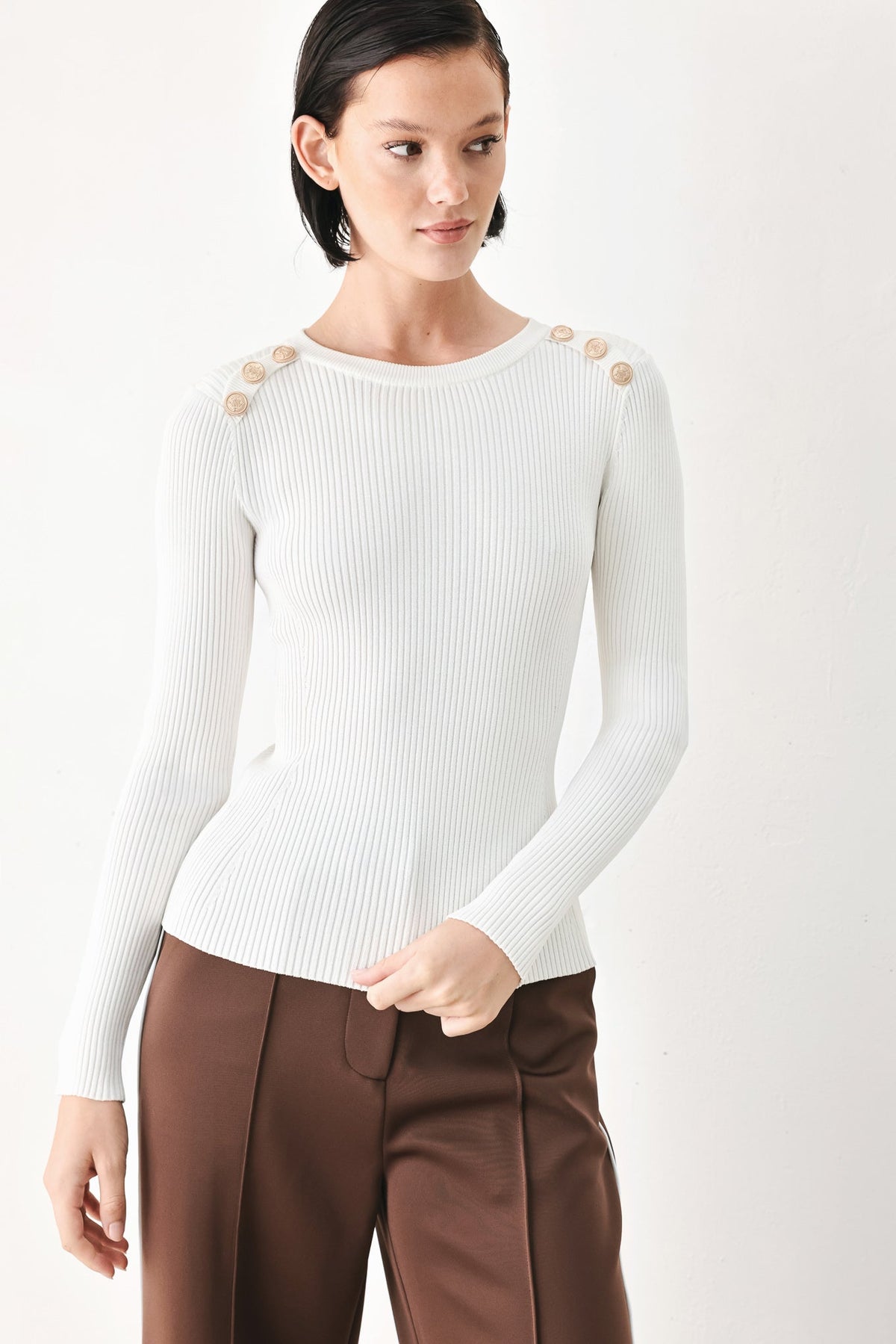 SOFT CREAM CLASSIC RIB SWEATER TOP - Glamourous Grace