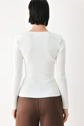 SOFT CREAM CLASSIC RIB SWEATER TOP - Glamourous Grace
