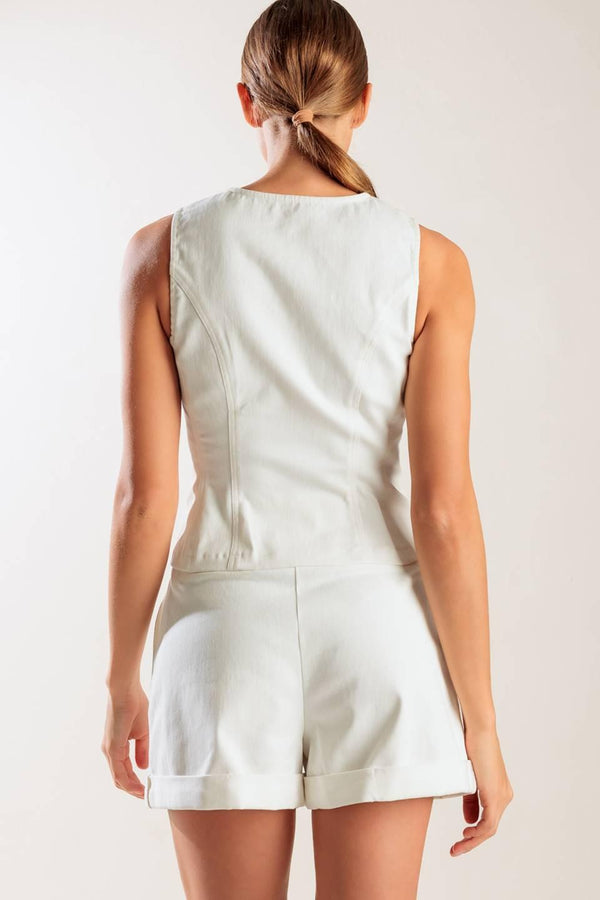 LOVE LETTERS WHITE WOVEN VEST - Glamourous Grace