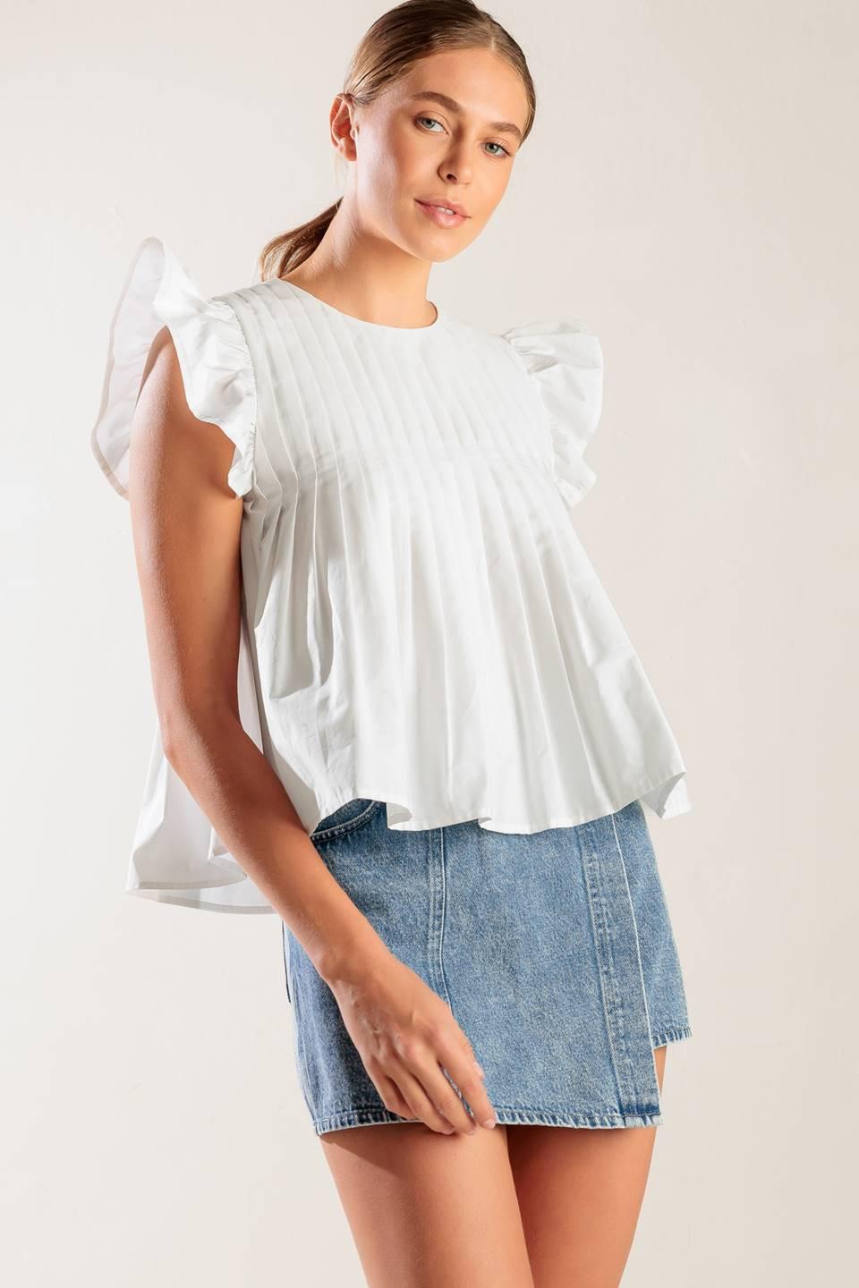 MEMORIES IN FOCUS WHITE WOVEN TOP - Glamourous Grace