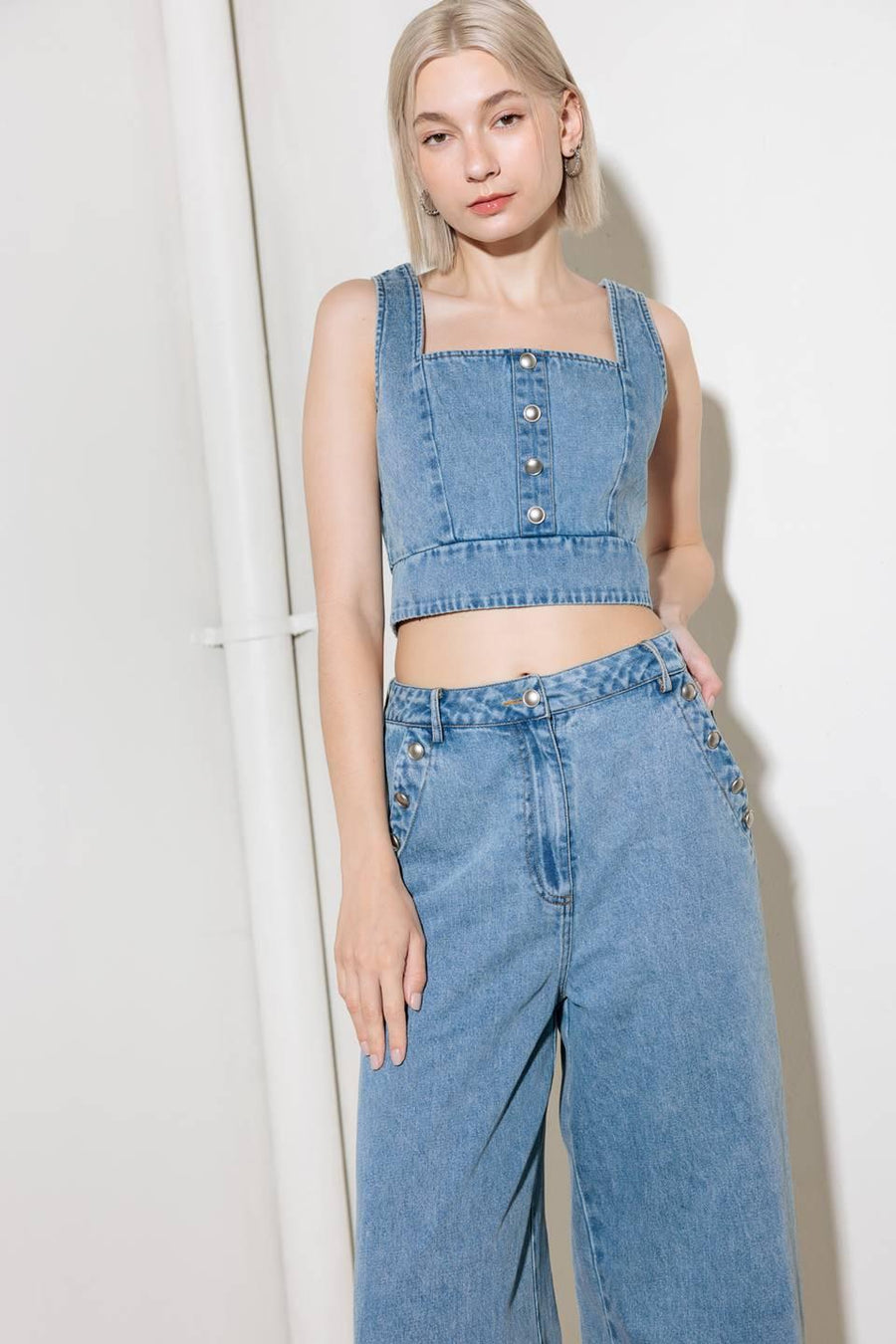 EVER SO SWEET LIGHT INDIGO DENIM TOP - Glamourous Grace