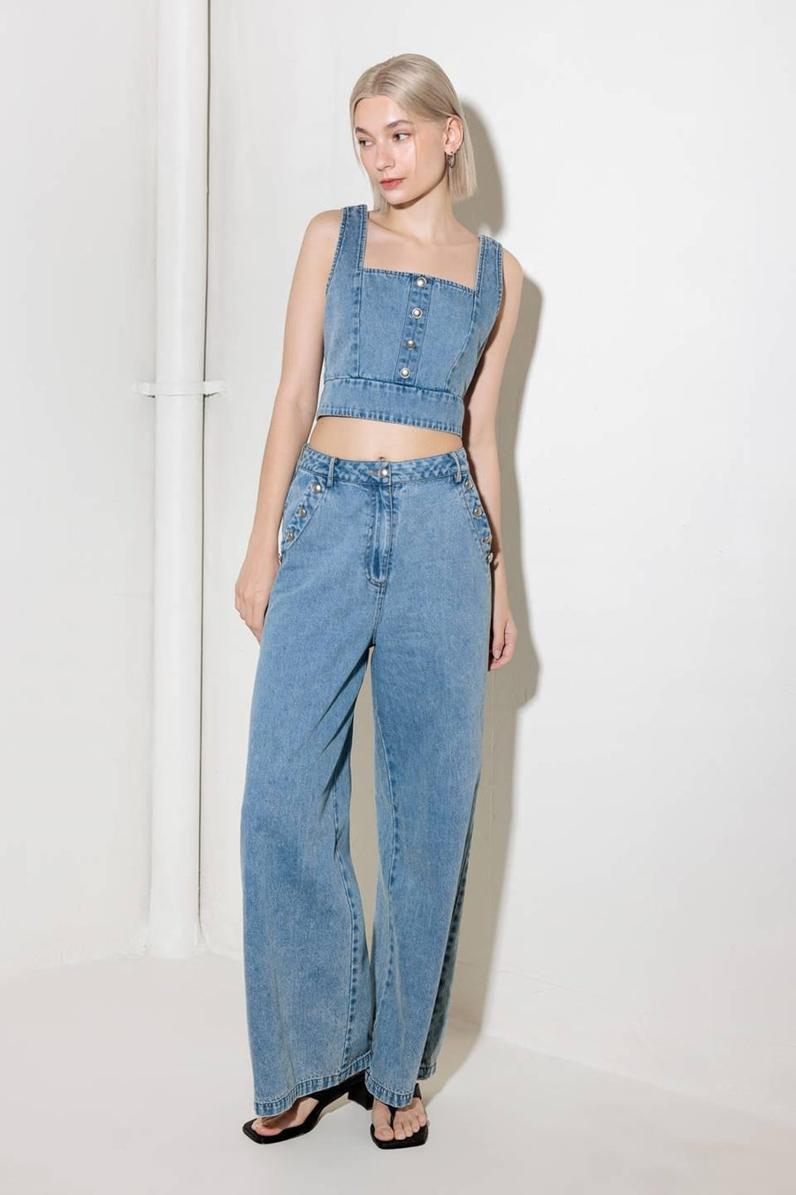 EVER SO SWEET LIGHT INDIGO DENIM TOP - Glamourous Grace