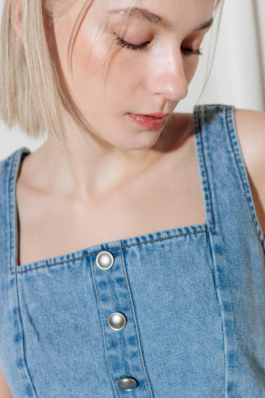 EVER SO SWEET LIGHT INDIGO DENIM TOP - Glamourous Grace