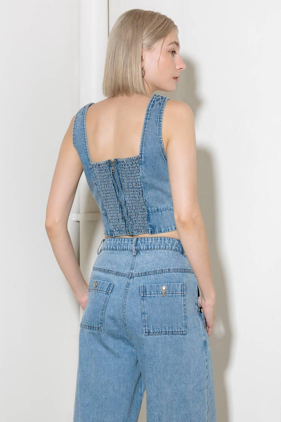 EVER SO SWEET LIGHT INDIGO DENIM TOP - Glamourous Grace