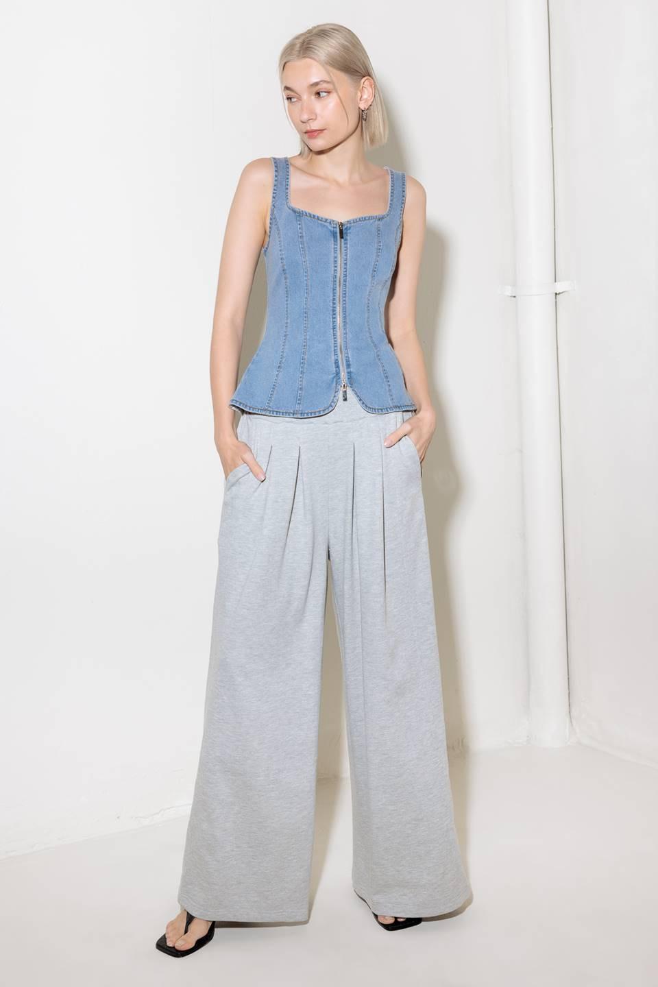 ALMOST ANGELIC LIGHT INDIGO DENIM TOP - Glamourous Grace